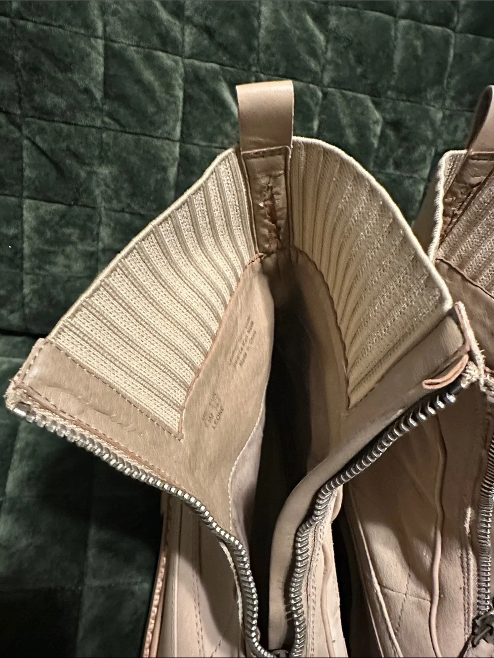 Sam Edelman Beige Front-Zip Chunky Sole Ankle Boots